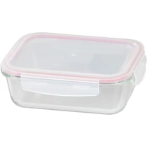 Tárolóedény MagicHome, Téglalap alakú, 1000 ml, fedéllel, Clip, üveg
