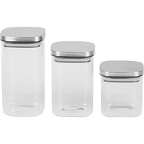 Edény MagicHome, 3 db-os készlet, 800/1100/1500 ml, üveg, rozsdamentes acél zárral