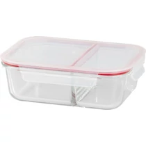 Tárolódoboz MagicHome, üveg, téglalap alakú, 1500 ml, fedővel, elválasztóval
