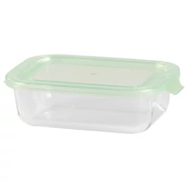 Tároló MagicHome, üveg, téglalap alakú, 650 ml, fedővel, non-snap
