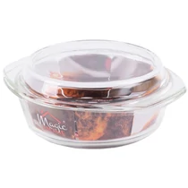 Sütőtál MagicHome, 1500 ml, boroszilikát üveg, kerek