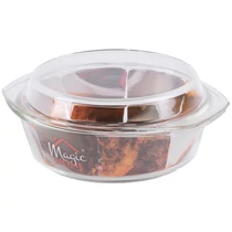 Sütőtál MagicHome, 2500 ml, boroszilikát üveg, kerek