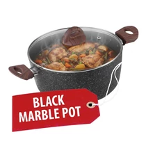 Fazék MagicHome Black Marble Line, 28 cm, 5900 ml, fedővel