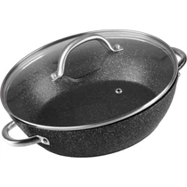 Fazék MagicHome Black Marble Line, lapos, 26 cm, 2800 ml, fedővel, sütőedény