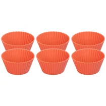 Sütőforma MagicHome, cupcake-hez, szilikon, piros, 6 db-os szett, 6,5x6,5x3 cm