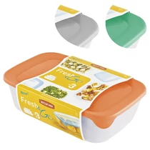 Tárolóedény Curver® Set Rectangular, szett 3 db, 500/1000/2000 ml, menta/szürke/barack vegyes színek