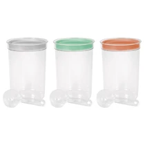 Tárolóedény Curver® DRY FOOD, 1700 ml, mérőkanállal, menta/szürke/barack vegyes színek, 130x190 mm