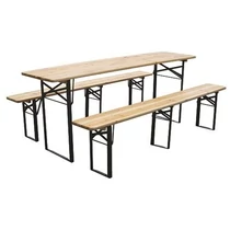 Sörpad készlet DORTMUND Medium3, asztal 200x50x77 cm, 2x pad 200x25x47 cm, fa 27 mm