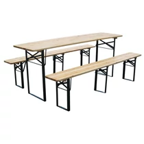 Sörpad készlet DORTMUND Max, asztal 220x70x75 cm, 2x pad 220x25x47 cm, fa 27 mm