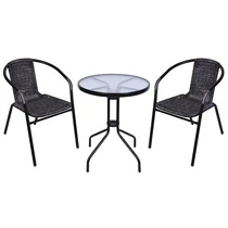 Balkon szett ALESIA, fekete/antracit, asztal 70x60 cm, 2x szék 52x55x73 cm, acél