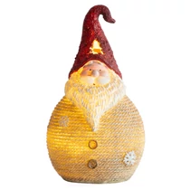 Figura MagicHome Karácsonyi, Mikulás kerek közepes, LED, polirezin, 3xAAA, 28,5 cm