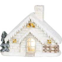 Dekoráció MagicHome Karácsony, házikó kéménnyel, kerámia, 3xAA, 40 cm, LED