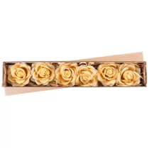 Virág MagicHome, rózsa, arany, szár, virágméret: 10 cm, virághossz: 18 cm, 6 db-os csomag