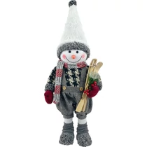 Dekoráció MagicHome Karácsony, hóember fiú sílécekkel, 60 cm