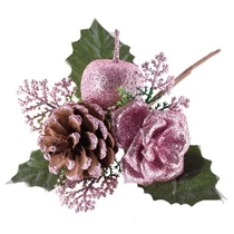 Ág MagicHome Karácsony, almával, rózsaszín, 16 cm