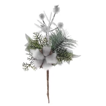 Ág MagicHome Karácsony, pamuttal, fehér, 25 cm