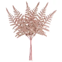 Ág MagicHome Karácsony, páfrány, rózsaarany, 19 cm