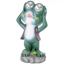 Dísz Strend Pro Gecco, Béka, 14x12x25 cm, polirezin, napelemes béka, 2x LED, AAA