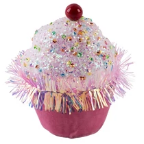 Dekoráció MagicHome Karácsony Candy Line, muffin, rózsaszín, függő, 7x7x11 cm