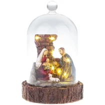 Dekoráció MagicHome Karácsony, Betlehem üvegkupola alatt, 7 LED, 2xAAA, beltéri, 11,80x11,80x19 cm