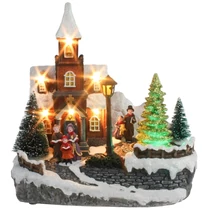 Dekoráció MagicHome Karácsony, templom, 8 LED színváltós, dallamokkal, 3xAA, beltéri, 21x14,50x20,80