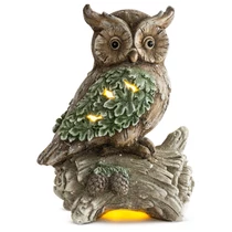 Dekoráció MagicHome Karácsony, bagoly fatörzsön, 9 LED, 3xAAA, kerámia, 31x21x42 cm