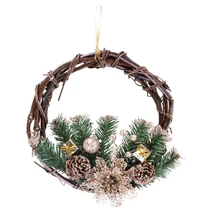Koszorú MagicHome, karácsonyi, természetes, függő, 30 cm