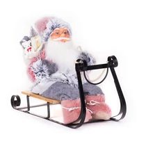 Dekoráció MagicHome Karácsony, Mikulás szánkón, szürke - rózsaszín, 46 cm
