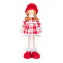 Dekoráció MagicHome Karácsony, kislány kockás ruhában, 32 cm