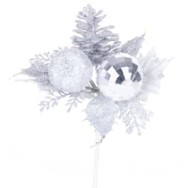 Ág MagicHome Karácsony, almával, ezüst, 15 cm