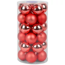Gömbök MagicHome Karácsony, 30 db, 6 cm, piros, vegyes, karácsonyfára