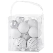 Gömbök MagicHome Karácsony, 31 db, fehér - ezüst, vegyes, karácsonyfára, 6-3 cm
