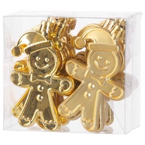 Dísz MagicHome, készlet, mézeskalács figura, arany, 12 db, 8 cm, karácsonyfára, Karácsonyra