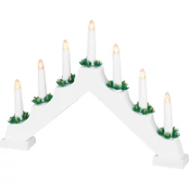 Gyertyatartó MagicHome Karácsonyi, 7x LED meleg fehér, fehér, 2xAA, beltéri, 39x4,5x29 cm