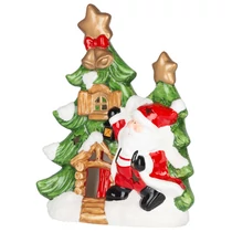 Dekoráció MagicHome Karácsony, fenyőfa Mikulással, LED, terrakotta, 2xAAA, 27,3x11x34 cm