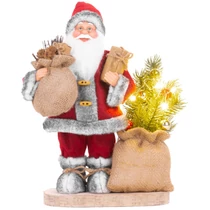 Dekoráció MagicHome Karácsony, Mikulás táskával és fenyőfával, LED, 3xAAA, 30 cm