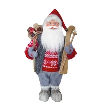 Dekoráció MagicHome Karácsony, Mikulás álló, sílécekkel, 60 cm