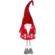 Figura MagicHome Karácsonyi, Manó, szövet, piros, 32x22x130 cm
