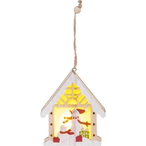 Dekoráció MagicHome Karácsony, hóember házikóban, LED, függő, 9,2x3x10,4 cm