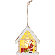 Dekoráció MagicHome Karácsony, Mikulás házikóban, LED, függő, 9x3x10,4 cm