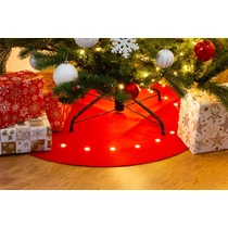 Szőnyeg MagicHome, karácsonyi, piros, karácsonyfa alá, csillagokkal, 22x LED, meleg fehér, 2xAA, 90