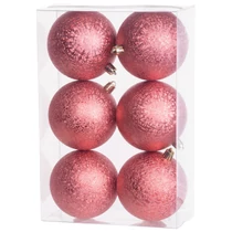 Gömbök MagicHome Karácsony, 6 db, piros, karácsonyfára, 8 cm