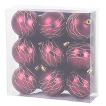 Gömbök MagicHome Karácsony, 9 db, bordó, matt, dekorációval, karácsonyfára, 6 cm