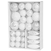 Gömbök MagicHome Karácsony, készlet, 31 db, 5-6-8-12 cm, fehér-ezüst, karácsonyfára