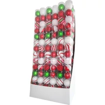 Gömbök MagicHome Karácsony, 14 db, piros-fehér, dekorációval, karácsonyfára, 8 cm, Sellbox 24 tubus