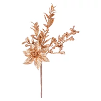 Ág MagicHome Karácsony, mikulásvirág virággal és bogyókkal, arany, 24 cm
