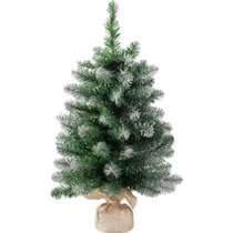 Karácsonyfa MagicHome Karácsonyi Belo, juta zsákos jegenyefenyő, havas végek, extra sűrű, 60 cm