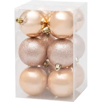 Gömbök MagicHome Karácsony, 12 db, rózsaarany, karácsonyfára, 6 cm