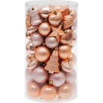 Gömbök MagicHome Karácsony, készlet, 65 db, rózsaarany, vegyes, karácsonyfára