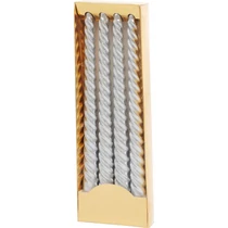 Gyertya MagicHome, karácsonyi, 25 cm, csomag 4 db, ezüst, spirális, csavart